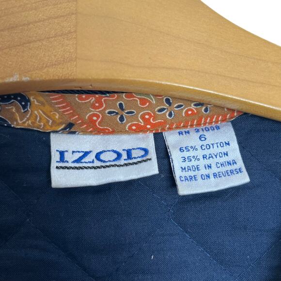 Vintage Izod Quilted Coat Barn Jacket Paisley Boho Orange Blue Hippie Retro 6 - Picture 3 of 10